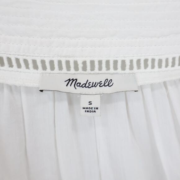 NWT Madewell Embroidered Eyelet Flutter-Sleeve Lace Trim Top White Size Small - Picture 8 of 10